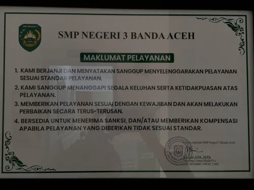 MAKLUMAT PELAYANAN PUBLIK SMP NEGERI 3 BANDA ACEH